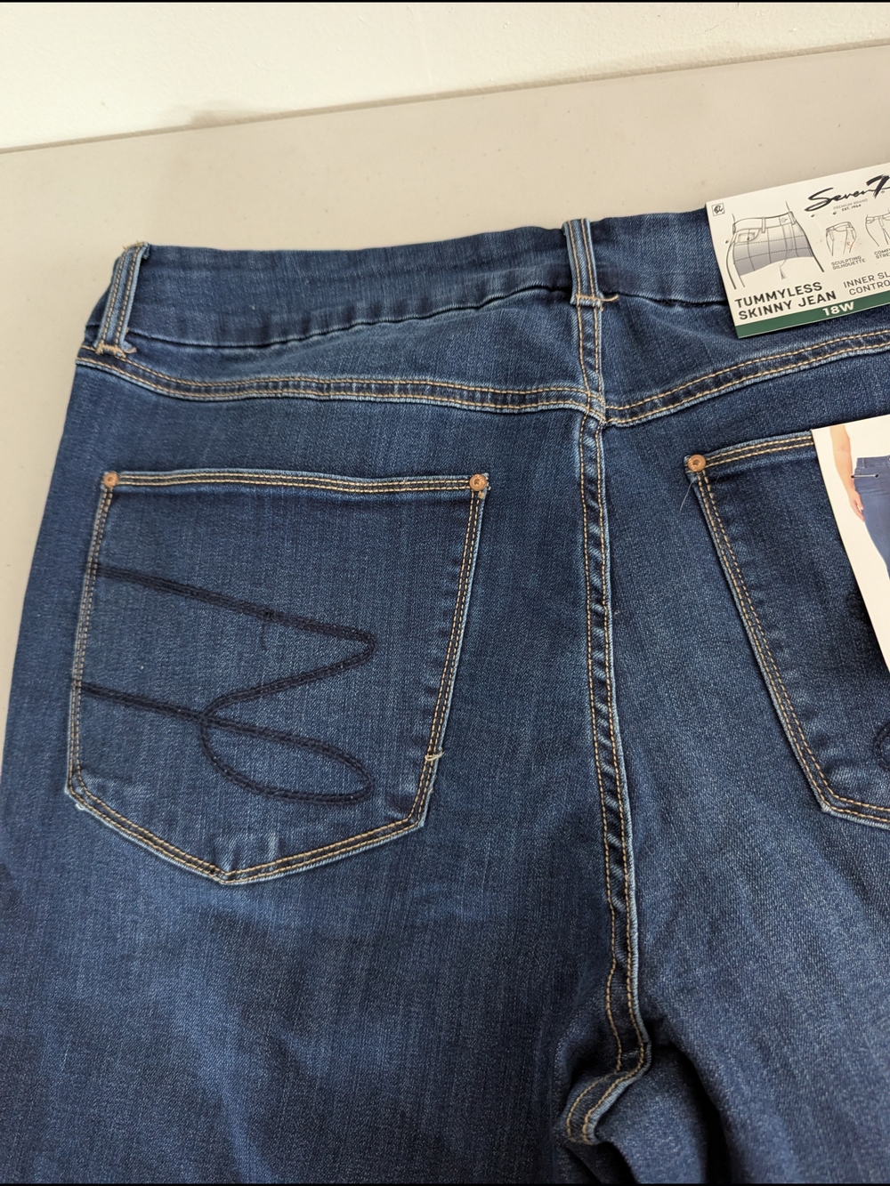 Seven7 Tummyless High Rise Skinny Jeans 18W NWT Dark Wash Stretch Denim - Picture 3 of 9